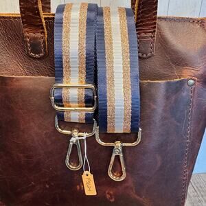 Crossbody Bag Strap Gold Dark Blue Purse Strap Striped Guitar Bag Strap NEW